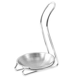 Подставка из нержавеющей стали для половника h16,5см 11х9,8см, съемная чаша д9,8х3см, в коробке (Китай)