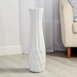 Ваза напольная, «Дея», 13.5×60 см, керамика, белая