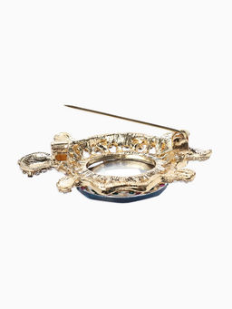 Брошь «Черепаха» морская, цветная в золоте