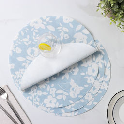 Набор салфеток сервировочных Доляна Акварель. Круг, 4 шт, d=38 см, цвет голубой  фото 11