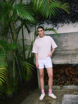 CONTE CON-660 Белые джинсовые шорты разрезами white