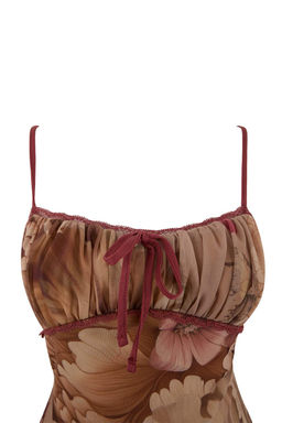 Cok Renkli A-Kesim Cicek Desenli F?rf?rl? Orme Tul Elbise TPRSS24EL00133