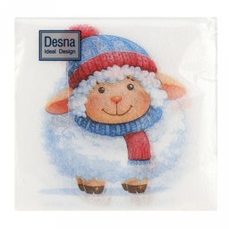 Салфетки бумажные "Desna Design" 24х24см, 1 слойные, 40 штук в упаковке, 100% целлюлоза, "Символ года" (Россия)