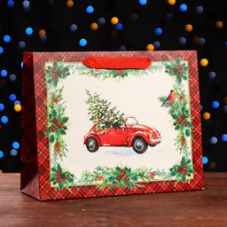 Пакет подарочный Праздничная машинка ,люкс 32 х 26 х 12 см