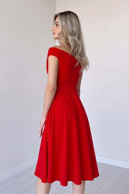 K?rm?z? A-Kesim Dokuma Abiye Gece Mezuniyet Elbisesi TPRAW25EL00183