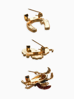 Броши "Счастливый случай" (набор 3шт), цветной в золоте