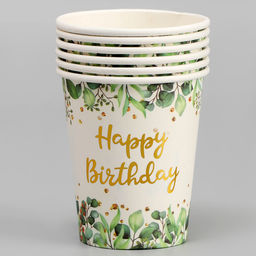 Стаканы бумажные С днём рождения, 6 шт., цвет зелёный - Страна карнавалия фото 2