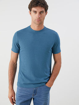 Bisiklet Yaka K?sa Kollu Erkek Dokulu Ti??rt