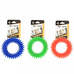 Пэт тойс (Pet toys) Игрушка для собаки Кольцо с шипами д10см h2,8см, резиновая, на картоне, цвета в ассортименте: синий, зеленый, коралловый (Китай)  фото 4