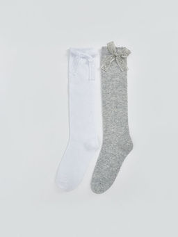 Fiyonk Detayl? K?z ?ocuk Diz Alt? ?orap 2li