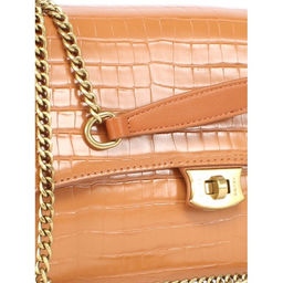 Сумка женская искусственная кожа DJ-7002-2-CARAMEL, 2отд, плечевой ремень (цепочка), карамель SALE 255996 - Adelia фото 4