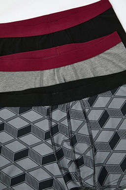 3l_ Siyah Minimal Bask_l_-D_z Mix Pamuklu Boxer TMNAW25BX00022 - Trendyolmilla фото 2