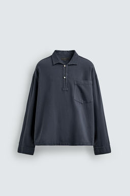 CAMISA POLO RELAXED FIT ALGOD?N - LINO / Petr?leo - Zara фото 8
