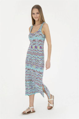 Женское мятное трикотажное платье