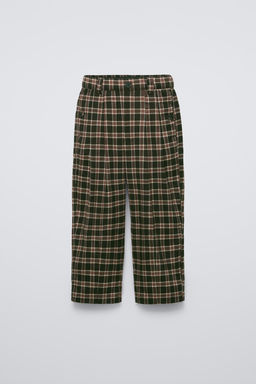 CHECKED BALLOON TROUSERS WITH PLEATS