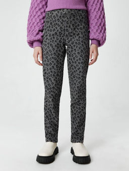 ACOOLA / Брюки джинсовые (утепленные) детские для девочек Lama серый принт  фото 7