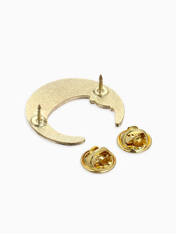 Цена за 2 шт. Значок-оберег Лунный кот, цвет чёрный в золоте