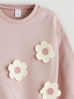 ?i?ek Desenli K?z ?ocuk Sweatshirt