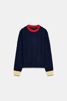 CABLE-KNIT COLOUR BLOCK JUMPER - Zara фото 5
