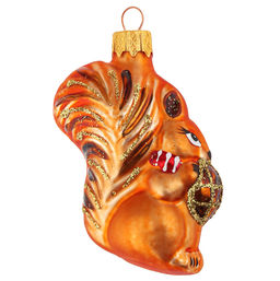 Елочная игрушка фигурка стеклянная Белочка с орешком h10см, ручная художественная роспись, подарочная упаковка (Россия) - Домашняя мода фото 5