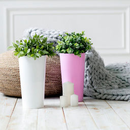 Кашпо для цветов пластмассовое "Камелия" 1,5л, д14см, h26см, со вставкой h13см, полипропилен, белый (Беларусь)