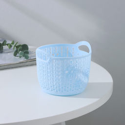 Корзина для хранения «Вязание», пластик, 11.5×10.5×9 см, голубая