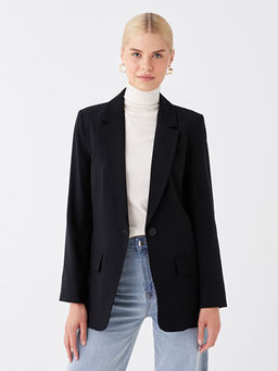 D?z Uzun Kollu Kad?n Blazer Ceket
