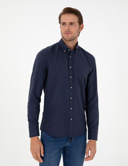 Lacivert Slim Fit Uzun Kollu G_mlek