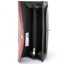 Портмоне женское Croco-ПР-958 натуральная кожа 2 отд, 8 карм, красный питон/черный шора (11001-1000) 228556 фото 3