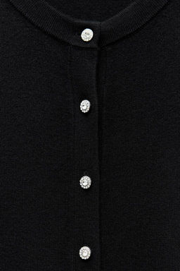 KNIT CARDIGAN WITH GEM BUTTON - Zara фото 7