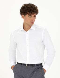 Beyaz Slim Fit Uzun Kollu G_mlek