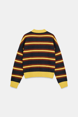 STRIPED KNIT POLO JUMPER - Zara фото 3