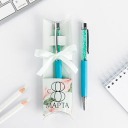 Ручка шариковая, синяя паста, 1.0 мм, с шейкером подарочная, металл С 8 марта