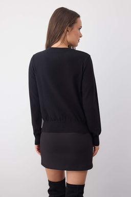 Wardrobe Essentials Siyah Premium Iplik/Ozel Iplikli Basic Triko Kazak | TWOAW26KZ00095