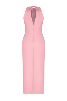Gul Kurusu A Kesim Halter Yaka Maxi Kalem Etek Dokuma Elbise TWOSS24EL00612 - Trendyolmilla фото 14