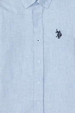 Голубая базовая рубашка с длинным рукавом для мальчика Неожиданная скидка в корзине - U.s. polo assn фото 3