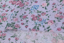 Ситец Цветущие розочки цв.сиренево-голубой, ш.0.8м, хлопок-100%, 85гр/м.кв - Купава фото 2