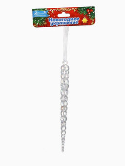 Цена за 3 шт. Ёлочная игрушка Зимнее волшебство. Сосулька, 14.51 см, прозрачный перелив  фото 7