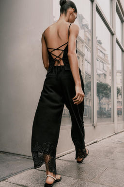 EMBROIDERED HEM CULOTTE TROUSERS - Zara фото 11