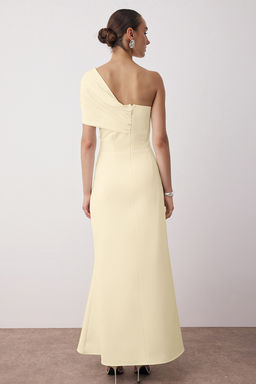 Sar? Vucuda Oturan Asimetrik Yaka Dokuma Maxi S?k Gece Abiye Mezuniyet Elbisesi TPRSS25AE00195 - Trendyolmilla фото 12