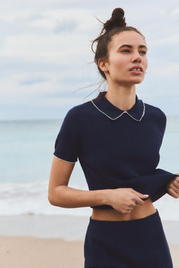 KNIT TOP WITH PIPING - Zara фото 2