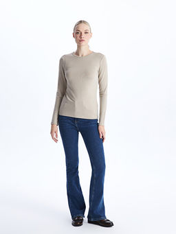 Bisiklet Yaka D?z Uzun Kollu Kad?n Ti??rt