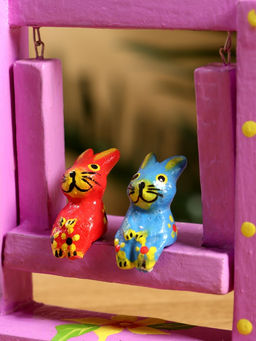 Сувенир Зайки на качелях, 11?5.4?14.4 см, дерево, сиреневый