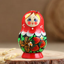 Матрёшка дерево «Божья коровка», красный платок, 5 кукольная, 9-11 см