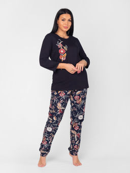 Пижама женская кулирка с брюками "ФИБИ" ЧЕРНИЛО