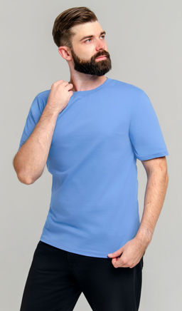 Арт. 61112/3 Футболка мужская 48-58 (6 шт) Цвет:светло-голубой - Идеал фото 3