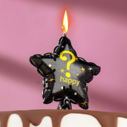 Свеча в торт на шпажке "Воздушный шарик.Звезда", знак вопроса,11х5 см, черная с золотом