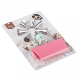 Кондитерский набор 9 предметов Букет: мешок для крема п/эт 33,5см, насадка из нержавеющей стали - 7 штук, узкие, закрытые, бордюрные, д1,8см, h3,3см; фиксатор винтовой для насадок пластик, цвета микс, на блистере 20х13,7х3см (Китай) - Домашняя мода фото 2