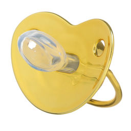 Соска - пустышка силиконовая ортодонтическая M&B «Бриллиант», от 12 мес., с колпачком, золотой/черный, стразы