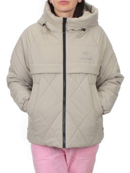 285 GRAY/BEIGE Куртка зимняя облегченная женская (верблюжья шерсть)